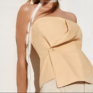 Zara Asymmetric Strapless Gabardine Top